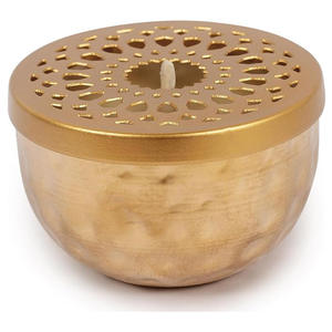Metal <b>Candle</b> Holder Best Selling Vintage New Arrival Hammered Design With <b>Tinned</b> Attractive Lid Gold Finished for Lighting Homes - Product Image 5