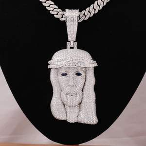 Haute qualité personnalisé glacé jésus Hip Hop pendentif Moissanite diamant pendentif bijoux pour fêtes cadeaux 925 en argent Sterling - Product Image 3
