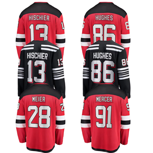 Camiseta de Hockey sobre Hielo de Nueva Jersey 2024, Camisetas Bordadas con Logotipos # 86 Hughes # 13 Hischier # 28 Meier # Uniforme Deportivo Cosido de 43 Piezas - Product Image 1