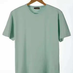 T-shirt vierge en coton vert Vente en gros T-shirt en coton pour homme surdimensionné personnalisé Conception imprimée Coton lourd Décontracté Col rond - Product Image 1