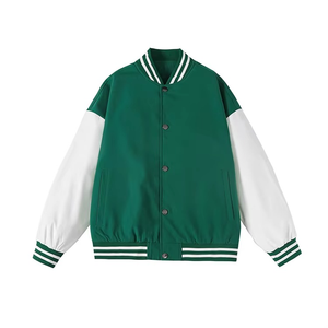 Hot Selling Custom Men's Winter Baseball Bomber Varsity Jacket <b>Fleece</b> with Letter Pattern Leather Jacket - Product Image 3