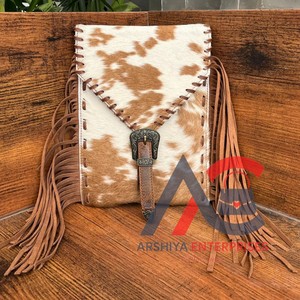 กระเป๋าสะพายข้างหนังวัวมีพู่ประดับหนังวัวดีไซน์เนอร์กระเป๋าสะพายข้างหนังแท้ทันสมัยคุณภาพสูง - Product Image 1