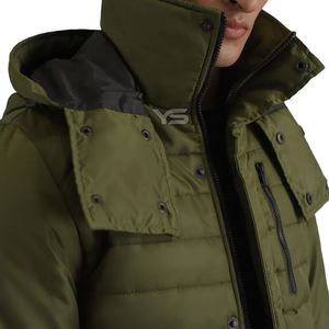 Veste matelassée coupe-vent grande taille pour hommes Tissu polyester respirant avec fermeture à glissière Motif solide pour l'hiver - Product Image 3