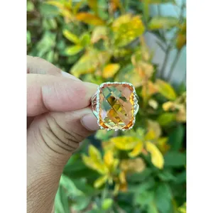 Bague Cocktail Citrine en Argent Sterling 925 Faite à la Main, Bague Statement avec Pierre Précieuse, Fournisseur de Bijoux en Gros - Product Image 1