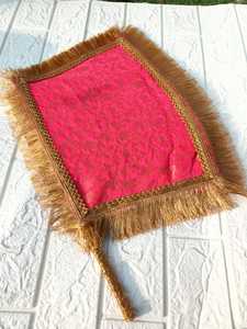 Handfan/ Pakhi/ Pankhi traditionnel fait à la main avec manche en bois velours fantaisie ventilateurs pour mariage Mehndi Dholki décor décoration de la maison - Product Image 6