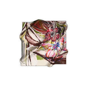 Vintage Designer Silk Square <b>Scarf</b> with Floral Pattern - Product Image 1