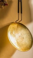 Poêle à frire artisanale en laiton avec poignées en bakélite et fond en cuivre, poêle multifonctionnelle pour cuisiner et cuire au gaz