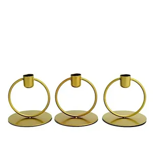 Juego de portavelas dorado recién llegado de dos elegantes soportes de Metal para decoración de suelo interior y exterior para fiesta de boda - Product Image 2