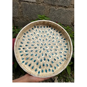 Plateaux de service en nacre de luxe faits à la main de haute qualité Carpiz Shell Plateaux à thé pour la décoration de la maison Thanhcongcraft Marque Made - Product Image 3