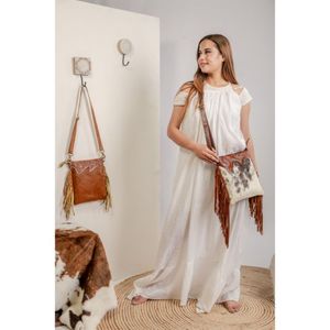 Innovador bolso de mano de cuero marrón vintage, nuevo bolso cruzado acolchado azteca occidental con estilo de vestido de una sola manija - Product Image 1