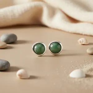 Pendientes de Botón de Oro Rosa de 925 con Diamantes/Topacio Corte Pera/Esmeralda/Perla - Joyería Moderna para Mujer - Product Image 3