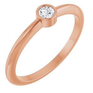Stuller 14K Rose <b>Gold</b> Bezel-<b>Set</b> Stackable Engagement <b>Rings</b> Fashionable 124640:122P with Main Diamond 18K Plating Color - Product Image 1