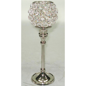 Bougeoir rond élégant en cristal finition or design perlé de grande taille idéal pour une utilisation intérieure et extérieure - Product Image 5