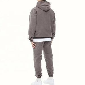 Conjunto de pantalones de chándal y Sudadera con capucha vintage unisex, ropa de calle recortada en blanco con logotipo personalizado para conjuntos de chándal con estampado unisex - Product Image 2