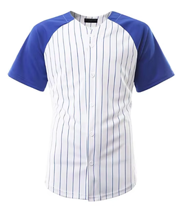 Premium Pinstripe Baseball Jersey Raglan Manga corta Hip Hop Active Shirt Button Fly Closure Tumble Dry Low - Product Image 2
