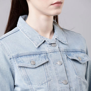 New Professional Women Blue denim jacket for women featuring durable cotton blend, stylish buttons, and everyday comfort. - Product Image 2
