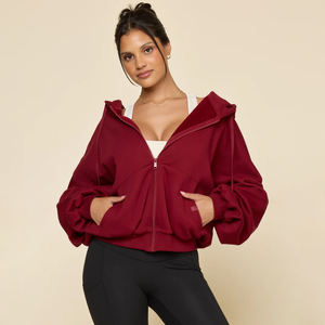 Conjunto Deportivo de Yoga para Mujer, Chaqueta con Capucha y Cremallera con Estampado Personalizado de Moda Otoño Invierno, con Bolsillo Delantero con Logotipo, Pantalones Cortos Holgados - Product Image 1