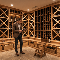 Cave à Vin Modulable Personnalisable en Bois Massif Style Vintage, Casier à Vin Rétro pour Collection de Vins