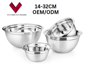 Venta al por mayor Cuenco alemán Acero inoxidable 202 Cuenco grande para mezclar cocina Accesorios Lavabo Frutero-16 cm a 32 cm - Product Image 3