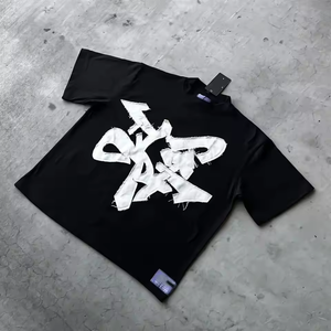 เสื้อยืดคอตตอนหนาน้ำหนัก 300 กรัม สไตล์วินเทจ แบบยูนิเซ็กซ์ ผลิตตามสั่ง (OEM) ปักลายแบบดิสเทรส ทรงโอเวอร์ไซส์ รุ่น 2026 - Product Image 2