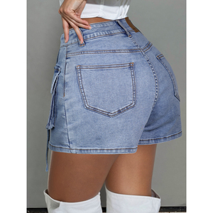 Jupe longue en jean vintage Paola Riboni, taille haute, ceinturée, poches cargo, coupe trapèze, mode automne pour femme - Product Image 3
