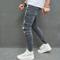 Streetwear Skinny Ripped Damage Jean Pantalon Pantalon Scratch Distressed Denim Vêtements de créateurs pour hommes Jean Pantalon pour hommes