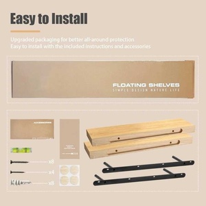 Estantes flotantes de madera natural de 24x9 pulgadas, estantería de pared para exhibición y almacenamiento, estante flotante de madera - Product Image 6