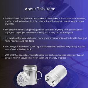 Salero y pimentero de acero inoxidable de calidad superior con mango ergonómico Dragado versátil para especias Azúcar en polvo - Product Image 6