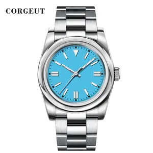 Corgeut Hot Sale RTS 36mm Clean Dive Watch Blue Dial Luminous Sapphire Automatic Date NH35 NH36 Luxury Mechanical Watch For Men