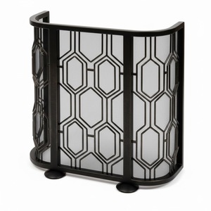 Prix promotionnels : Paravent décoratif en fer forgé pour foyer, style ferme, écran de protection contre le feu, finition noire, pour salon - Product Image 1