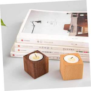 2pcs Table Top Decor Wooden Candlestick Holders Home Decoration Candle Stand <b>Tealight</b> Stand Practical Candlestick Decorate Small - Product Image 3