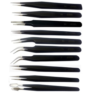 Tweezers Black Set of 10 Pcs with Pouch stainless steel tweezers black finish - Product Image 3