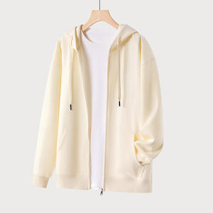 Lettre imprimée 100% coton français Terry Hoodies Hommes Femmes Unisexe High Street Jacket Custom 3D Puff Print Full Face Zip Hoodies - Product Image 1