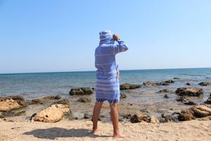 Lux Sultan Peshtemal turc coton peignoir à capuche séchage rapide coton à manches longues coloré doux peignoir femmes hommes peignoir - Product Image 5