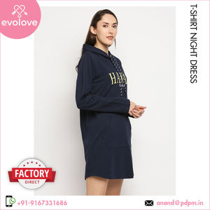 ผ้าฝ้าย 100% ถัก Nighty ชุดนอนสั้นสวมใส่เสื้อยืดคลุมด้วยผ้ายาวสําหรับสุภาพสตรีสําหรับผู้ซื้อจํานวนมาก - Product Image 3