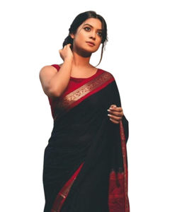 Hermoso Sari de Algodón con Bordado Jacquard Exclusivo en el Pallu, Diseño Jacquard en Toda la Superficie, para Mujer, Ropa de Fiesta, Vesta Exports, Resistente a la Humedad - Product Image 1