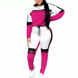 Sweat à capuche et pantalons à blocs de couleurs survêtements meilleur prix survêtements d'automne en tissu de coton survêtements de haute qualité dernier style pour femmes - Product Image 5