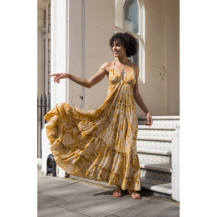 black prom dresses long BABARONI Dress with Off the Shoulder Tiered Skirt and Slit 16 Occasion KEYHOLE Color:White with Yellow/Blue Stripes This Is What Lady
