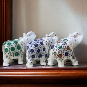 Elegante Estatua de Elefante Incrustada en Mármol Blanco Puro, Hecha a Mano, Novedad 2026, Regalo Corporativo Económico, Decoración para el Hogar - Product Image 4