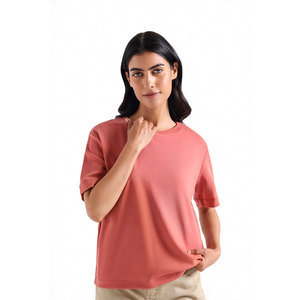 T-shirts surdimensionnés pour femmes chemise décontractée d'affaires col rond hauts à manches courtes coupe ample - Product Image 1