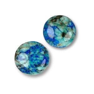 Cabochons ronds en azurite 8x10mm, calibrés, traités thermiquement, pierre précieuse vert-bleu, certifiés IGI - Product Image 1