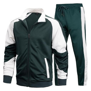 Ensemble de survêtement zippé à col montant pour homme, deux pièces en polyester, veste et pantalon droit, vêtements de sport confortables et athlétiques - Product Image 2