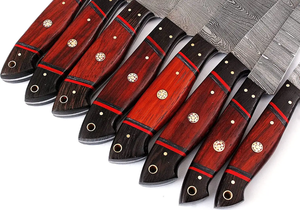 Handmade Damascus Steel Chef <b>Knife</b> <b>Set</b> 5 Pieces Razor <b>Sharp</b> High Carbon Forged with Customizable Wholesale Leather Roll - Product Image 3