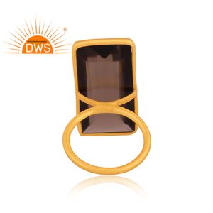 Nuevas llegadas Anillo de piedras preciosas ahumadas naturales chapadas en oro de 18 quilates de plata para mujer Proveedor de joyería de diseño personalizado - Product Image 2