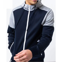 Survêtement d'hiver personnalisé pour homme en Spandex/Polyester, veste à capuche zippée et pantalon de jogging, taille élastique, matière respirante, poids moyen