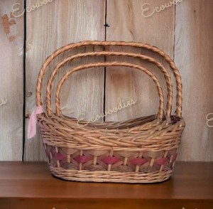 ตะกร้าสานมือพร้อมที่จับสำหรับตกแต่งของขวัญตะกร้าสานชุดตกแต่งสวน3ชิ้นอเนกประสงค์ - Product Image 3