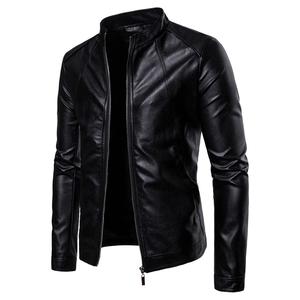 Chaquetas de cuero genuino para hombres Cremallera Moda negro teñido desgaste Stand Collar chaquetas de cuero para hombres colores y tamaños personalizados - Product Image 2