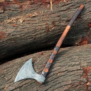 Beau Tomahawk de hache faite à la main de Viking nordique personnalisé avec manche en palissandre à bord tranchant cadeau de Noël industriel - Product Image 3