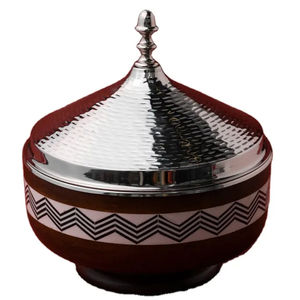 Dernier arrivage Couvercle argenté et marmite en bois Look de luxe Casserole de qualité supérieure Serveur de chauffe-plats élégant pour les fêtes d'hôtel de mariage - Product Image 3