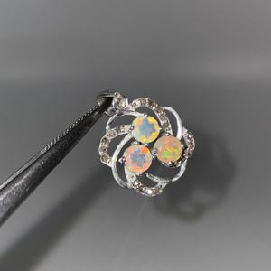 จี้โอปอลสีเงินสเตอร์ลิงประดับ925เพชรอัญมณีเจียระไนเหลี่ยมเพชรพลอยวินเทจจากเอธิโอเปียคริสตัลสำหรับเด็ก - Product Image 4